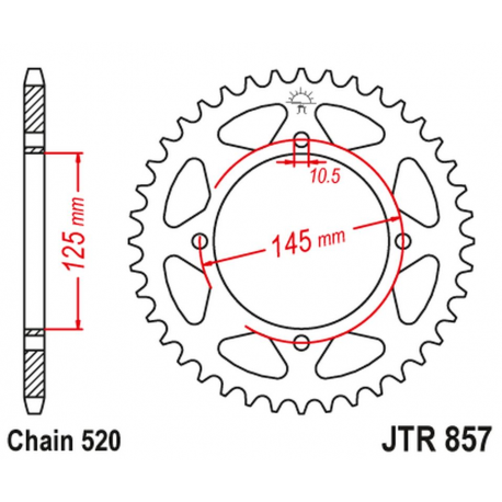 JT 2021/12 ZĘBATKA TYLNA 857 47 YAMAHA XV 125 VIRAGO '97-01, XVS 125 DRAG STAR '00-04, TT 600R '04, (85747JT) (ŁAŃC. 520) KOLOR