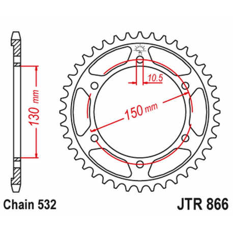 JT 2021/12 ZĘBATKA TYLNA 863 43 YAMAHA FZR 750R '89, YZF 750R '93-97 (STD.43) XJR 1200 '95-98, (STD.+5) (86343JT) (ŁAŃC.532)