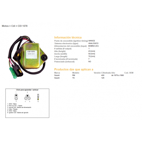 DZE MODUŁ ZAPŁONU CDI SUZUKI TS125, RM400 79-80