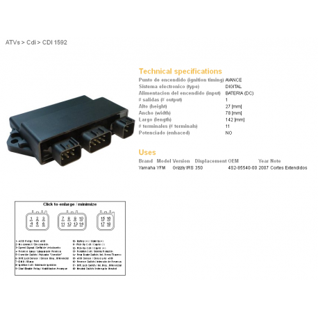 DZE MODUŁ ZAPŁONU CDI YAMAHA YFM 350 GRIZZLY '07-'11 (OEM:4S2-85540-00-00)