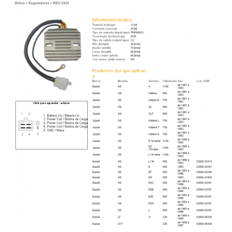 DZE REGULATOR NAPIĘCIA SUZUKI GS550/650/750/850/1000/1100 (ESR090,ESR100) 32800-34210 (ESR090)