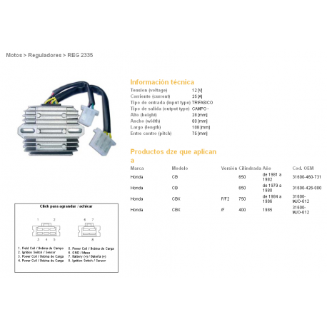 DZE REGULATOR NAPIĘCIA HONDA CB650 Z/C 79-82, CBX750F 84-86 (31600-460-731) (ESR190)