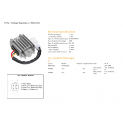 DZE REGULATOR NAPIĘCIA YAMAHA YFZ450 04-09, 12-13 (SH712AB) (5TG-81960-00-00) (1PD-81960-00-00) (12A)