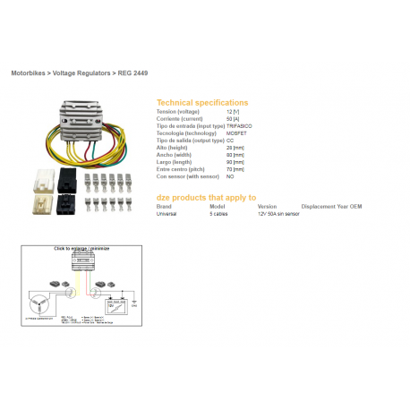 DZE REGULATOR NAPIĘCIA UNIWERSALNY MOSFET (50A) 5 KABLI (3X ŻÓŁTE, 1X CZERWONY, 1X ZIELONY)