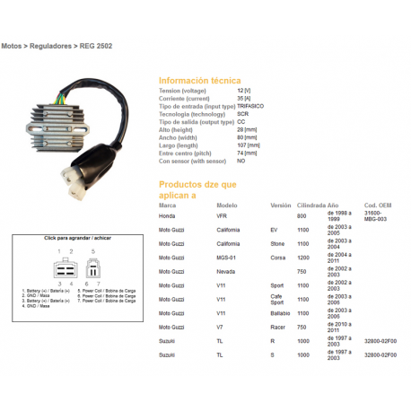 DZE REGULATOR NAPIĘCIA SUZUKI TL1000 R/S 97-03 (32800-02F00), MOTO GUZZI (ESR531)