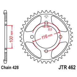 JT 2021/12 ZĘBATKA TYLNA JTR462 50 KAWASAKI KX 80 '86-99', KX 85 '01-20', KX 100 '86-21' (46250JT) (ŁAŃC.428) KONWERSJA