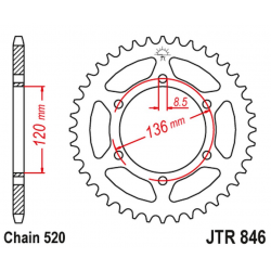 JT 2021/12 ZĘBATKA TYLNA 859 43 YAMAHA TZR 250 '89-, (FZR 400RR '90-95 KONWERSJA) (85943JT) (ŁAŃC. 520) NA ZAMÓWIENIE