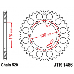 JT 2021/12 ZĘBATKA TYLNA 504 44 HONDA TRX 200 '90-97', KAWASAKI EL 250 '88-03' (50444JT) (ŁAŃC.520)