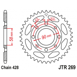 JT 2021/12 ZĘBATKA TYLNA 269 52 HONDA CG 125 '02-'05, CM 125 '82-'97, CB 125T '82-'88, DAELIM VC 125 '96-'99 (26952JT) (ŁAŃC. 42