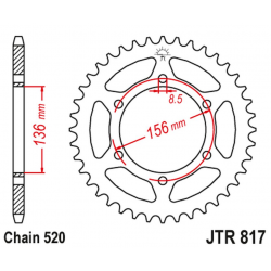 JT 2021/12 ZĘBATKA TYLNA 830 46 DERBI 659 MULHACEN '07-12, SUZUKI RGV/TV 250 '89-90 (83046JT) (ŁAŃC. 630)