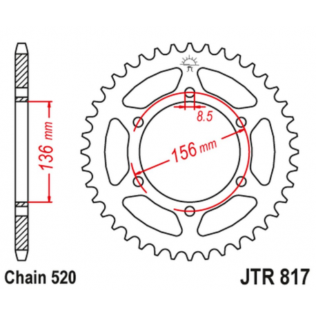 JT 2021/12 ZĘBATKA TYLNA 830 46 DERBI 659 MULHACEN '07-12, SUZUKI RGV/TV 250 '89-90 (83046JT) (ŁAŃC. 630)