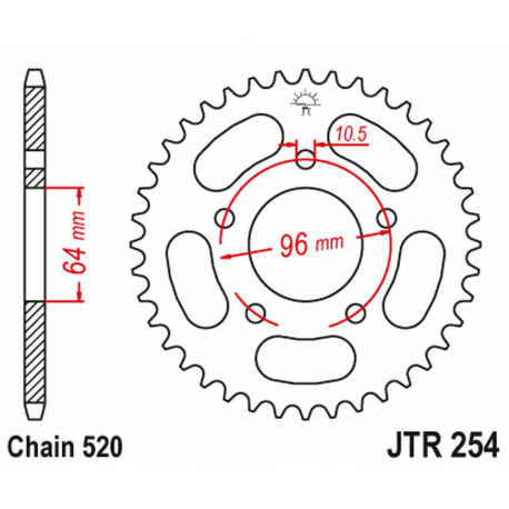 JT 2021/12 ZĘBATKA TYLNA 254 50 HONDA CBF 250 '04-'07 (25450JT) (ŁAŃC. 520)