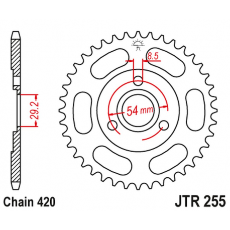 JT 2021/12 ZĘBATKA TYLNA 255 26 HONDA Z 50 MONKEY (25526JT) (ŁAŃC.520)