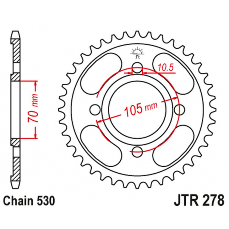 JT 2021/12 ZĘBATKA TYLNA 278 34 HONDA CB 250 '73-77',CJ 250 '76-79', CB 360/400 '75-79' (27834JT) (ŁAŃC.530)