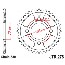 JT 2021/12 ZĘBATKA TYLNA 278 38 HONDA CB 250 '73-77',CJ 250 '76-79', CB 360/400 '75-79' (27838JT) (ŁAŃC.530)