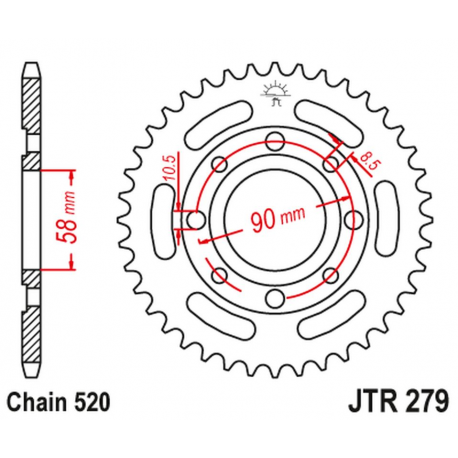 JT 2021/12 ZĘBATKA TYLNA 279 31 HONDA CB 250 TWO FIFTY, NIGHTHAWK '92-'02, CMX250 REBEL (27931JT) (ŁAŃC. 520)