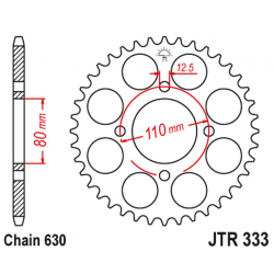 JT 2021/12 ZĘBATKA TYLNA 333 38 HONDA CB 750 F '77-80' (33338JT) (ŁAŃC.630)