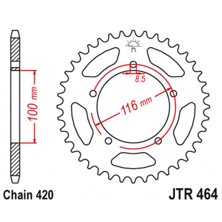 JT 2021/12 ZĘBATKA TYLNA 464 50 KAWASAKI KX 60 '83-03', KX 80 '83-85' (46450JT) (ŁAŃC.420)