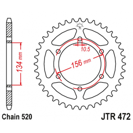 JT 2021/12 ZĘBATKA TYLNA 473 37 KAWASAKI Z 200 '77-83', Z 250 '81-83' (47337JT) (ŁAŃC.520)