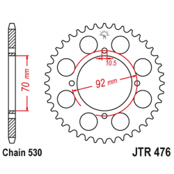 JT 2021/12 ZĘBATKA TYLNA 476 33 KAWASAKI GPZ 250 '83-85', Z 250/400/440/500/550 '78-85' (47633JT) (ŁAŃC.530)