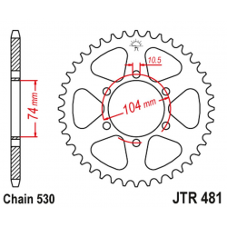 JT 2021/12 ZĘBATKA TYLNA 481 40 KAWASAKI Z 400/550 '80-83', Z 650 '79', KH 500 '72-75' (48140JT) (ŁAŃC.530)