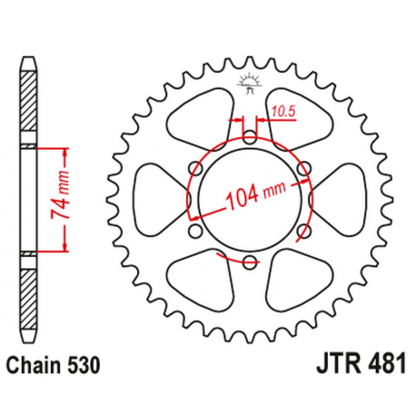 JT 2021/12 ZĘBATKA TYLNA 481 40 KAWASAKI Z 400/550 '80-83', Z 650 '79', KH 500 '72-75' (48140JT) (ŁAŃC.530)