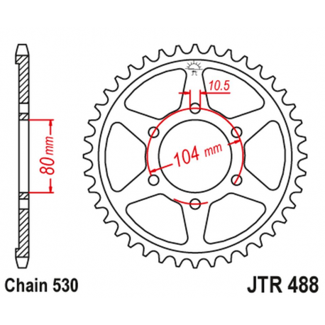 JT 2021/12 ZĘBATKA TYLNA 488 45 KAWASAKI ZXR750 J '91-'92 (48845JT) (ŁAŃC. 530)