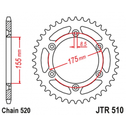 JT 2021/12 ZĘBATKA TYLNA 1503 46 HUSQVARNA 125/250 WRK '88-89', CAGIVA 125/250 WMX '85-88' (150346JT) (ŁAŃC.520)