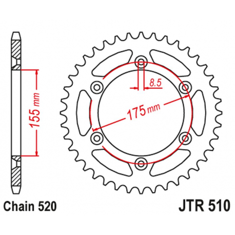 JT 2021/12 ZĘBATKA TYLNA 1503 46 HUSQVARNA 125/250 WRK '88-89', CAGIVA 125/250 WMX '85-88' (150346JT) (ŁAŃC.520)