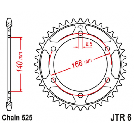 JT 2021/12 ZĘBATKA TYLNA 4550 42 BMW F800R (OTWÓR NA ŚRUBĘ 8,5MM) (455042JT) (ŁAŃC. 525) CZARNA