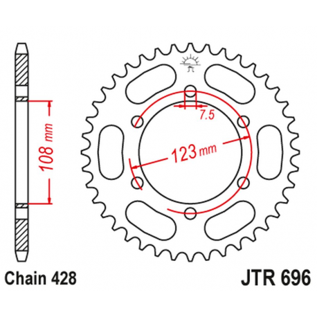 JT 2021/12 ZĘBATKA TYLNA 707 49 CAGIVA 50 PRIMA SUPER SPORTS 92-95 (70749JT) (ŁAŃC. 520)