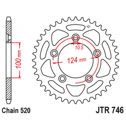 JT 2021/12 ZĘBATKA TYLNA 4444 43 DUCATI PANIGALE 899 14-15, SCRAMBLER 800 15-18 (-2) (444443JT) (ŁAŃC.520)