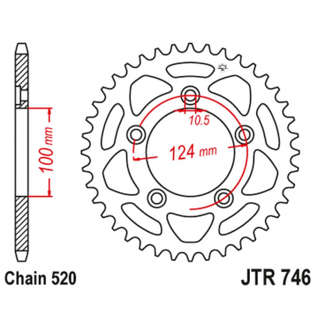 JT 2021/12 ZĘBATKA TYLNA 4444 48 DUCATI PANIGALE 899 14-15, SCRAMBLER 800 15-18 (-2) (444448JT) (ŁAŃC.520)