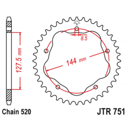 JT 2021/12 ZĘBATKA TYLNA 4320M 38 DUCATI 950 HYPERMOTARD '19-20, 800 MONSTER '05-07, 748 BIPOSTO '95-03, (POTRZEBNY ADAPTER JTA7