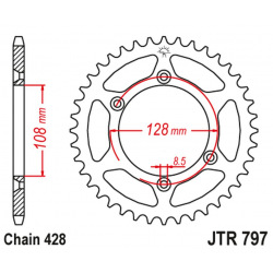 JT 2021/12 ZĘBATKA TYLNA 4488 51 KAWASAKI KLX 125 '03-06, SUZUKI DR-Z 125 '03-20 (448851JT) (ŁAŃC. 428)