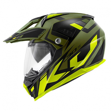 KAPPA 2022/01 KASK KV30 EVO GRAYER DUAL OFF ROAD Z SZYBĄ I BLENDĄ KOLOR ZIELONY (KHAKI) MAT/CZARNY/ZÓŁTY ROZM. S/56