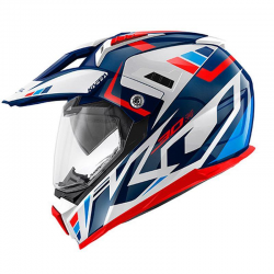 KAPPA 2022/01 KASK KV30 EVO GRAYER DUAL OFF ROAD Z SZYBĄ I BLENDĄ KOLOR BIAŁY/NIEBIESKI/CZERWONY ROZM. XS/54