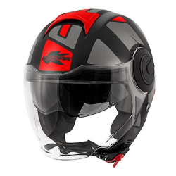 KAPPA 2022/01 KASK KV37 EVO STYLE OTWARTY JET Z BLENDĄ KOLOR CZARNY MAT/SZARY/CZERWONY ROZM. S/56