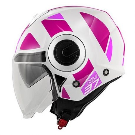 KAPPA 2022/01 KASK KV37 EVO STYLE LADY OTWARTY JET Z BLENDĄ KOLOR BIAŁY/RÓŻOWY ROZM. S/56 ( HOMOLOGACJA ECE 22R06 )