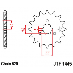 JT 2021/12 ZĘBATKA PRZEDNIA 423 14 KAWASAKI KX 125 '94-'07 (42314JT) (ŁAŃC. 520)