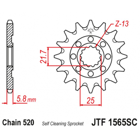 JT 2021/12 ZĘBATKA PRZEDNIA 2141 13 KAWASAKI KXF 450 '06-20' KLX 450 '08-20' SAMOCZYSZCZĄCA (214113JT) (ŁAŃC. 520)