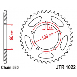 JT 2021/12 ZĘBATKA TYLNA 1022 40 DUCATI 500 DESMO/ SL '79-84' 750 F1 '85-88' 900 S2 '83-85' CAGIVA 350/650 ALAZZURRA SPORTS '85-