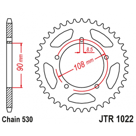 JT 2021/12 ZĘBATKA TYLNA 1022 42 DUCATI 500 DESMO/ SL '79-84' 750 F1 '85-88' 900 S2 '83-85' CAGIVA 350/650 ALAZZURRA SPORTS '85-