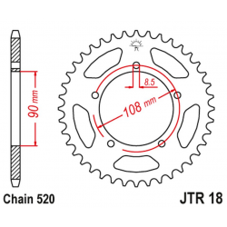 JT 2021/12 ZĘBATKA TYLNA 1515 39 MUZ 660 SCORPION '95-02', APRILIA 125 TUAREG '87' (151539JT) (ŁAŃC.520)