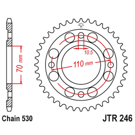 JT 2021/12 ZĘBATKA TYLNA 246 34 HONDA CB 250 N '78-82' CM/CB 400 N/T/A '78-83' (24634JT) (ŁAŃC.530)