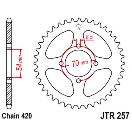 JT 2021/12 ZĘBATKA TYLNA 257 39 HONDA C 50/70 '75-87' (25739JT) (ŁAŃ420) NA ZAMÓWIENIE