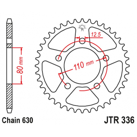 JT 2021/12 ZĘBATKA TYLNA 336 34 HONDA CBX 1000 '78-79' (SC03) (33634JT) (ŁAŃC.630) NA ZAMÓWIENIE