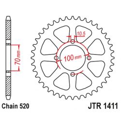 JT 2021/12 ZĘBATKA TYLNA 4465 50 KAWASAKI KLT 200/250 '82-85' (446550JT) (ŁAŃC.520) NA ZAMÓWIENIE