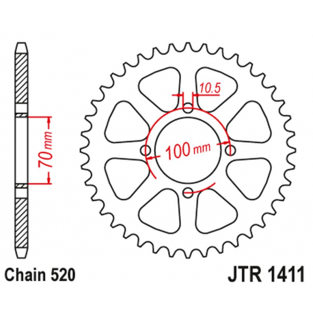 JT 2021/12 ZĘBATKA TYLNA 4465 50 KAWASAKI KLT 200/250 '82-85' (446550JT) (ŁAŃC.520) NA ZAMÓWIENIE