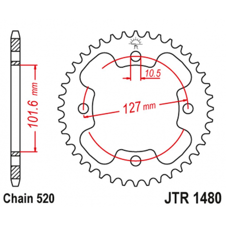 JT 2021/12 ZĘBATKA TYLNA 4480 37 POLARIS 450 OUTLAW '08-10', 500 PREDATOR '03-07', 525 OUTLAW '08-10' (448037JT) (ŁAŃC.520)